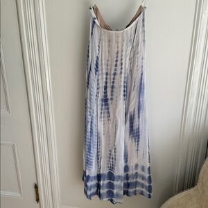 Blue and White Tie-Dye Maxi Skirt